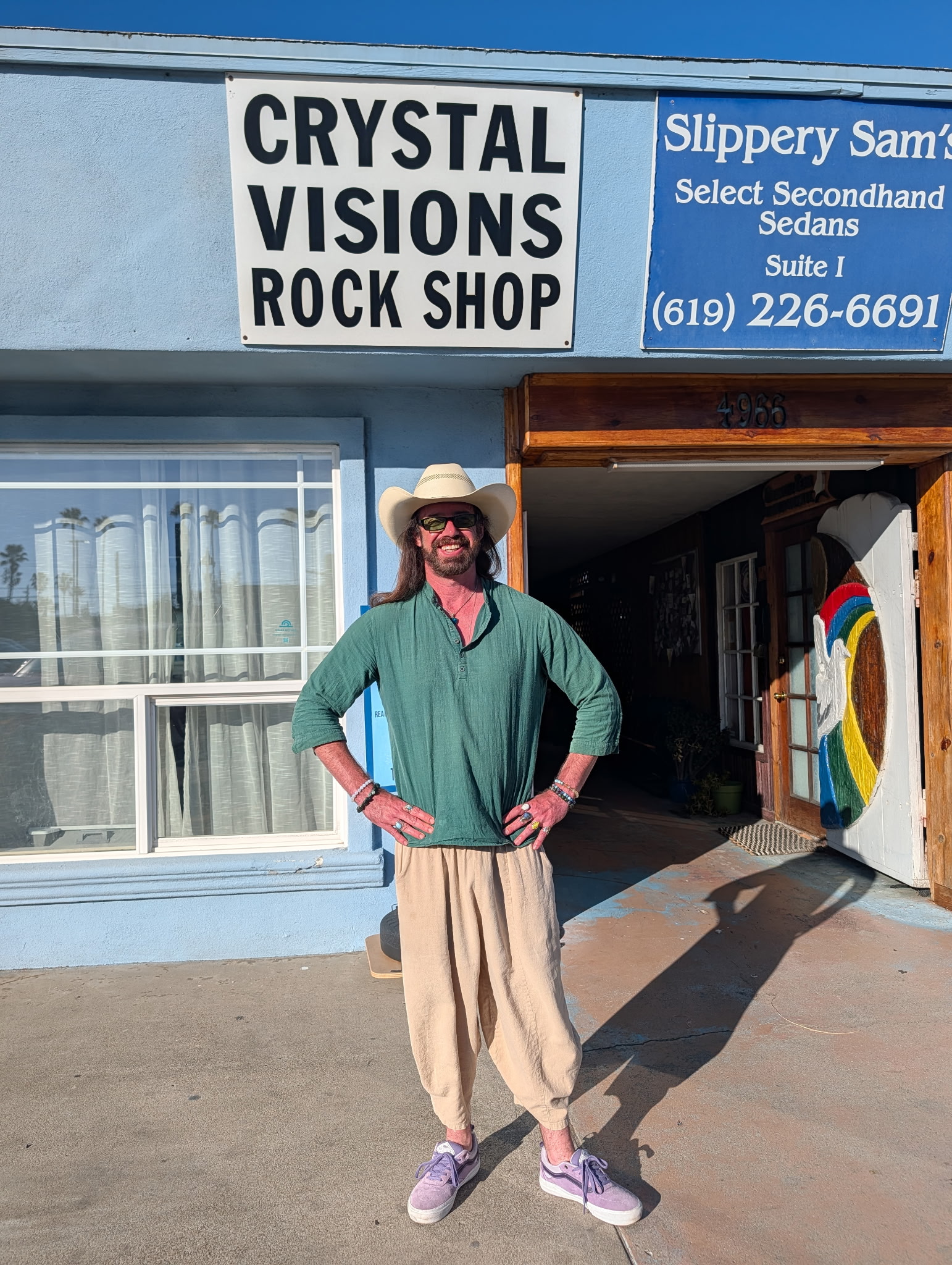 Philip Berry outside Crystal Visions Rock Shop